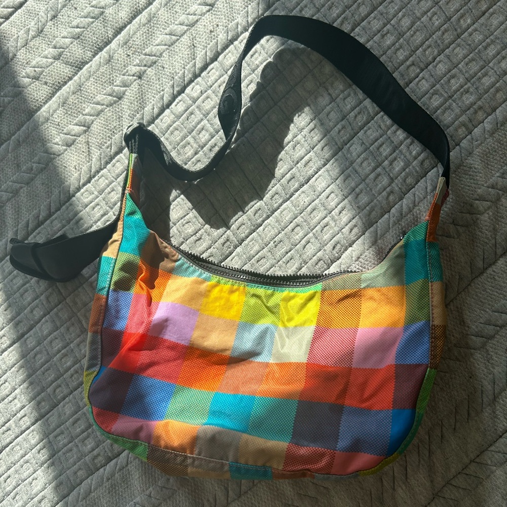 HOLD for Adrianna Baggu Madras Medium Crescent bag